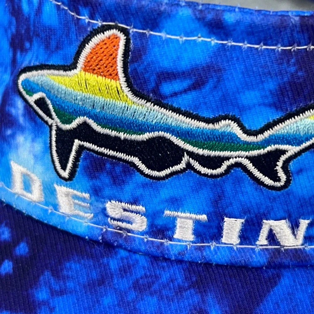 Rainbow Shark Mens Blue Alvin's Island Visor Destin Florida Tie Dye OSFA